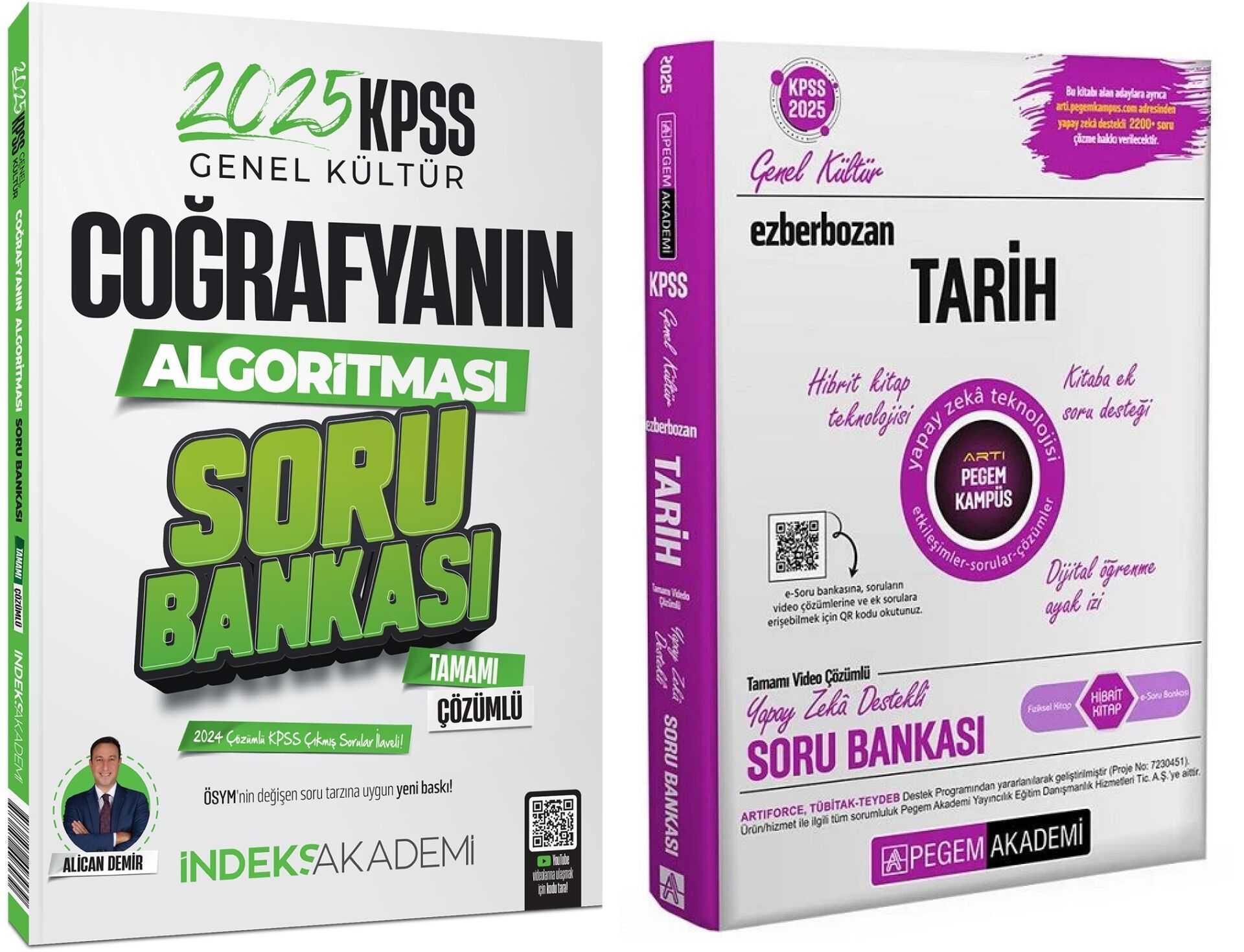 Pegem + İndeks 2025 KPSS Tarih Ezberbozan + Coğrafya Soru Bankası 2 li Set Pegem + İndeks Akademi Yayınları