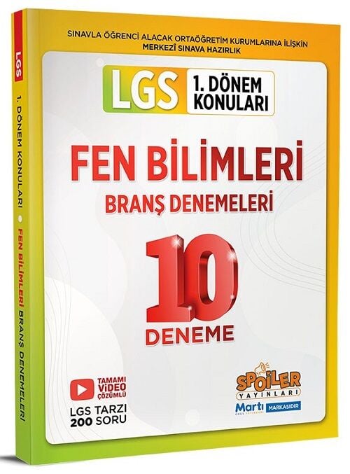 Spoiler 8. Sınıf LGS Fen Bilimleri 1. Dönem 10 Deneme Spoiler Yayınları