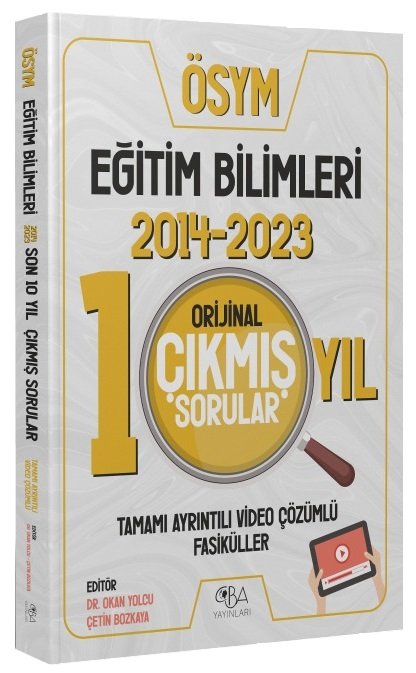 CBA Yayınları KPSS Eğitim Bilimleri Orijinal Son 10 Yıl Çıkmış Sorular 2014-2023 Video Çözümlü CBA Yayınları