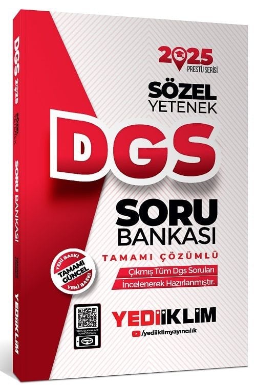 Yediiklim 2025 DGS Prestij Sözel Yetenek Soru Bankası Çözümlü Yediiklim Yayınları