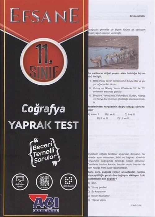 Açı Yayınları 11. Sınıf Coğrafya Yaprak Test Açı Yayınları