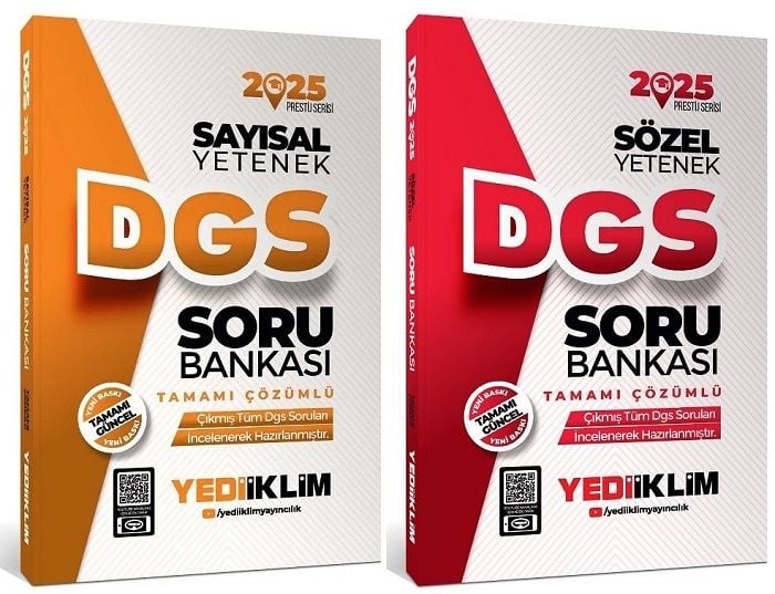 Yediiklim 2025 DGS Prestij Sayısal + Sözel Yetenek Soru Bankası 2 li Set Yediiklim Yayınları