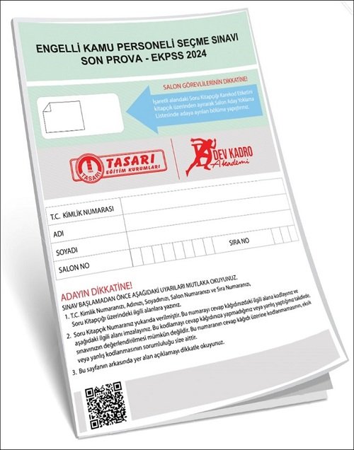 Tasarı 2024 EKPSS Son Prova Deneme Çözümlü Tasarı Yayınları