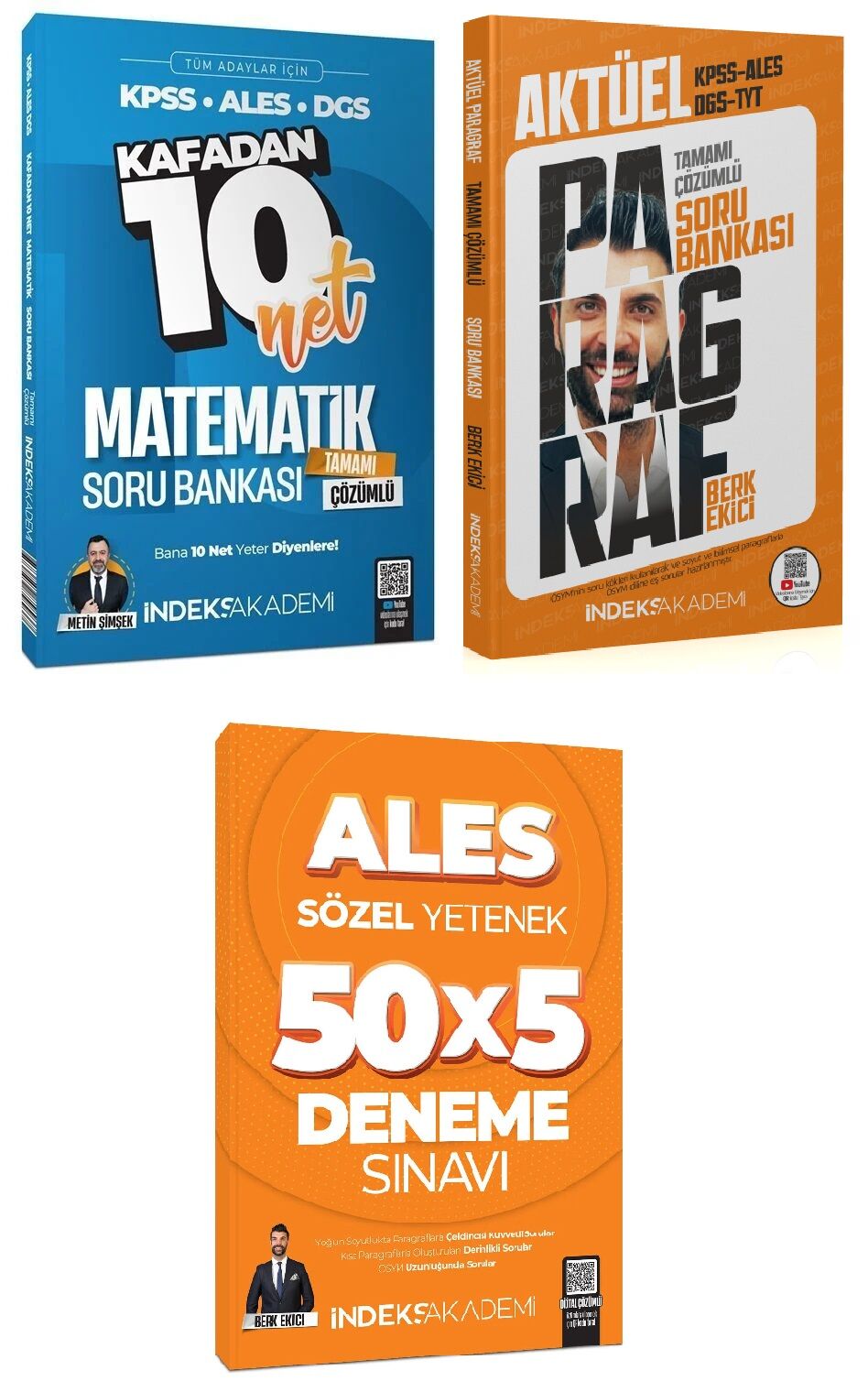 İndeks 2025 ALES Matematik + Paragraf Soru Deneme 3 lü Set - Metin Şimşek, Berk Ekici İndeks Akademi Yayıncılık