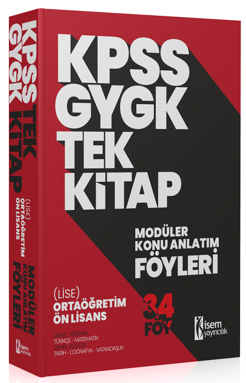 İsem 2024 KPSS Lise Ortaöğretim Ön Lisans Konu Anlatım Föyleri Tek Kitap İsem Yayınları