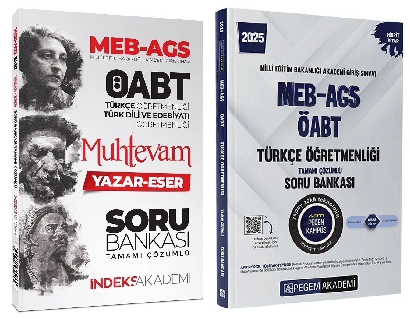 Pegem + İndeks 2025 ÖABT MEB-AGS Türkçe + Muhtevam Yazar Eser Soru Bankası 2 li Set Pegem + İndeks Akademi Yayınları