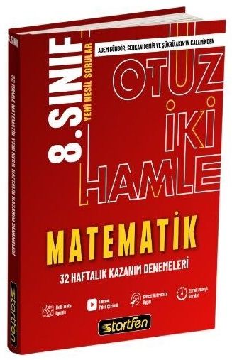 Startfen 8. Sınıf Matematik 32 Haftalık Kazanım Denemeleri Startfen Yayınları