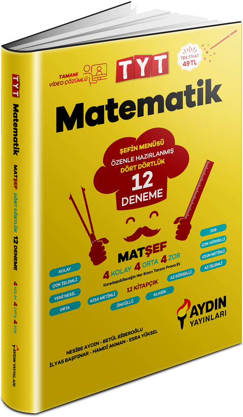 Aydın YKS TYT Matematik Matşef 12 Deneme Video Çözümlü Aydın Yayınları