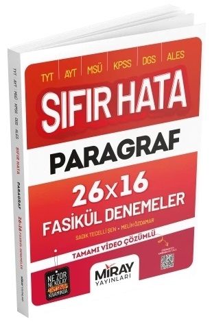 Miray YKS TYT Paragraf Sıfır Hata 26x16 Fasikül Denemeler Miray Yayınları