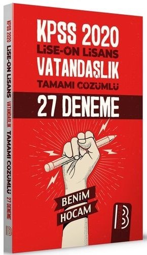 SÜPER FİYAT - Benim Hocam 2020 KPSS Lise Ön Lisans Vatandaşlık 27 Deneme Çözümlü Benim Hocam Yayınları