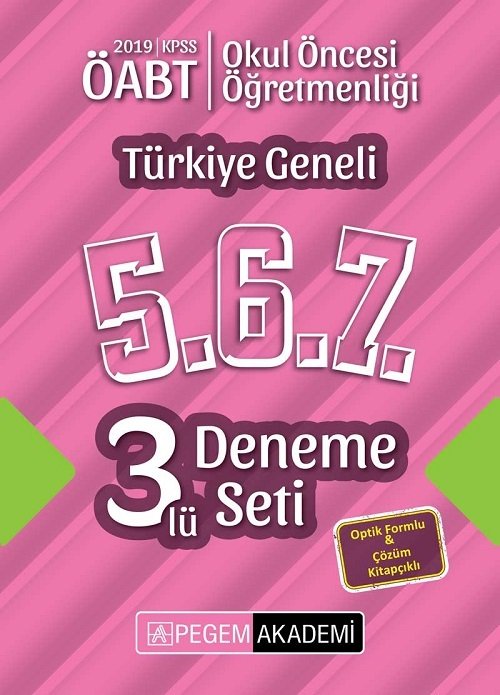 Pegem 2019 ÖABT Okul Öncesi Öğretmenliği Türkiye Geneli 3 Deneme (5.6.7) Pegem Akademi Yayınları