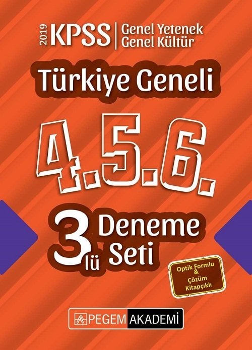 Pegem 2019 KPSS Genel Yetenek Genel Kültür Türkiye Geneli 3 Deneme (4.5.6) Pegem Akademi Yayınları