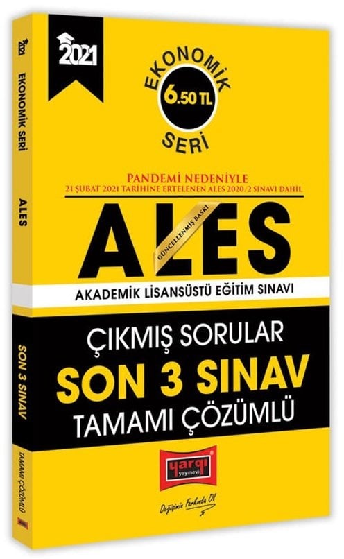 SÜPER FİYAT - Yargı 2021 ALES Çıkmış Sorular Son 3 Sınav Çözümlü Ekonomik Seri Yargı Yayınları