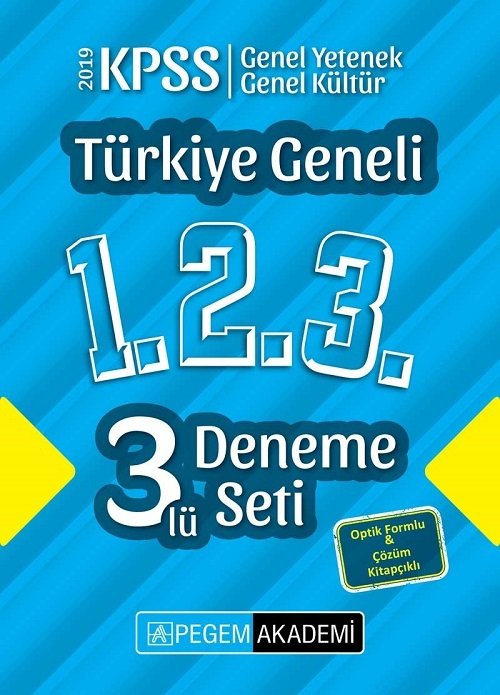 Pegem 2019 KPSS Genel Yetenek Genel Kültür Türkiye Geneli 3 Deneme (1.2.3) Pegem Akademi Yayınları