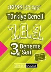 Pegem 2019 KPSS Genel Yetenek Genel Kültür Türkiye Geneli 3 Deneme (7.8.9) Pegem Akademi Yayınları