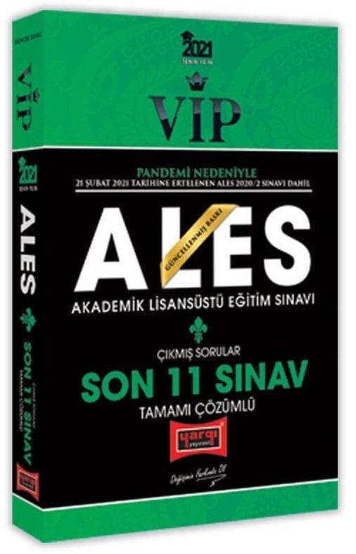 Yargı 2021 ALES VIP Çıkmış Sorular Son 11 Sınav Çözümlü Güncellenmiş Baskı Yargı Yayınları