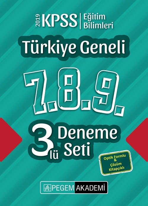 SÜPER FİYAT - Pegem 2019 KPSS Eğitim Bilimleri Türkiye Geneli 3 Deneme (7.8.9) Pegem Akademi Yayınları