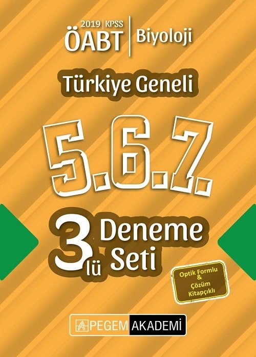 SÜPER FİYAT - Pegem 2019 ÖABT Biyoloji Öğretmenliği Türkiye Geneli 3 Deneme (5.6.7) Pegem Akademi Yayınları