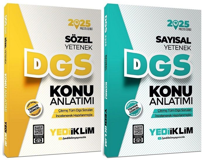 Yediiklim 2025 DGS Prestij Sözel + Sayısal Yetenek Konu 2 li Set Yediiklim Yayınları