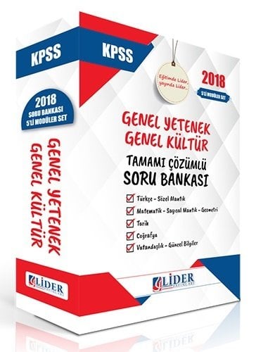 Lider 2018 KPSS Genel Yetenek Genel Kültür Soru Bankası Çözümlü Modüler Set Lider Yayınları