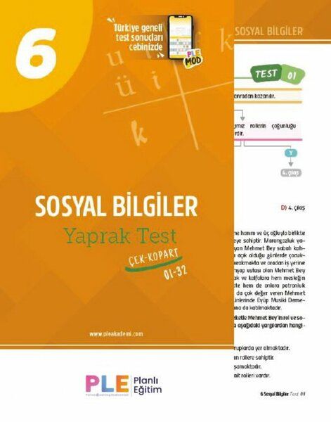 Birey PLE 6. Sınıf Sosyal Bilgiler 32 Yaprak Test Birey Yayınları