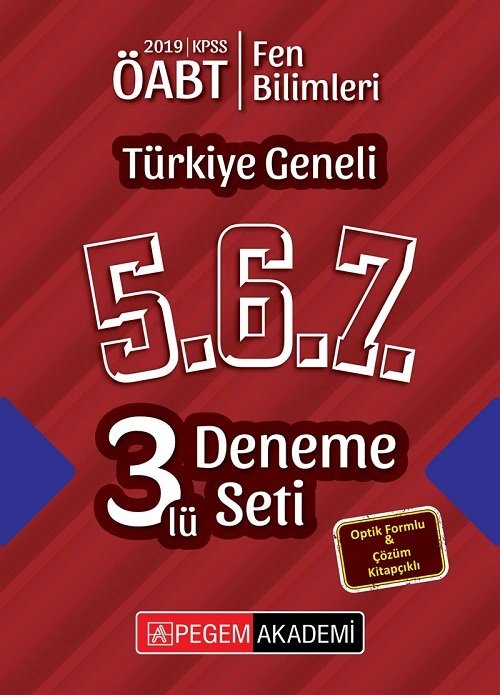 SÜPER FİYAT - Pegem 2019 ÖABT Fen Bilimleri-Fen ve Teknoloji Türkiye Geneli 3 Deneme (5.6.7) Pegem Akademi Yayınları