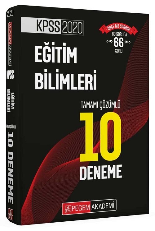 SÜPER FİYAT - Pegem 2020 KPSS Eğitim Bilimleri 10 Deneme Çözümlü Pegem Akademi Yayınları