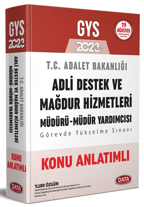 Data 2023 GYS Adalet Bakanlığı Adli Destek ve Mağdur Hizmetleri Müdürü-Müdür Yardımcısı Konu Anlatımlı Görevde Yükselme Data Yayınları