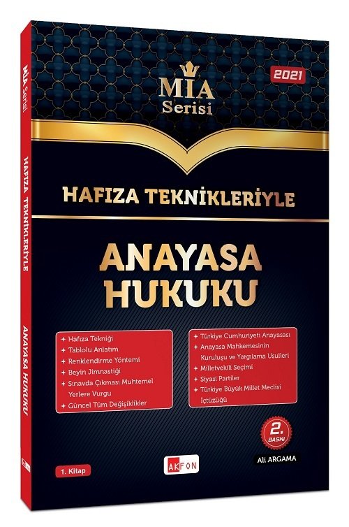 Akfon 2021 Hafıza Teknikleriyle Anayasa Hukuku MİA Serisi - Ali Argama 2. Baskı Akfon Yayınları