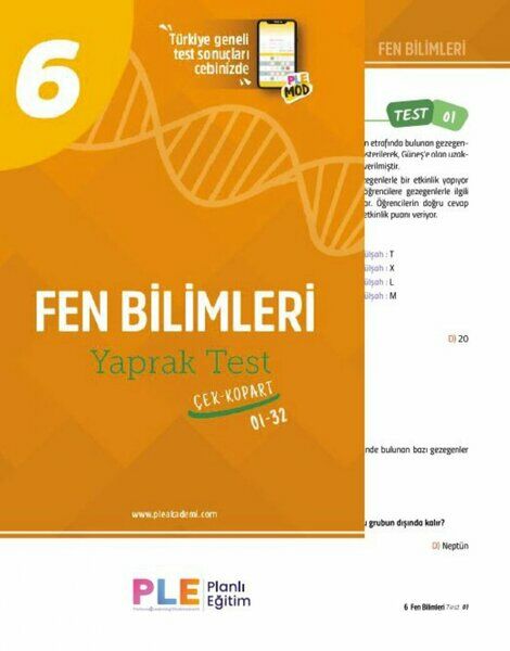 Birey PLE 6. Sınıf Fen Bilimleri 32 Yaprak Test Birey Yayınları