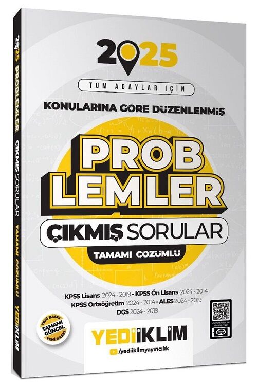 Yediiklim 2025 KPSS ALES DGS Problemler Çıkmış Sorular Konularına Göre Çözümlü Yediiklim Yayınları