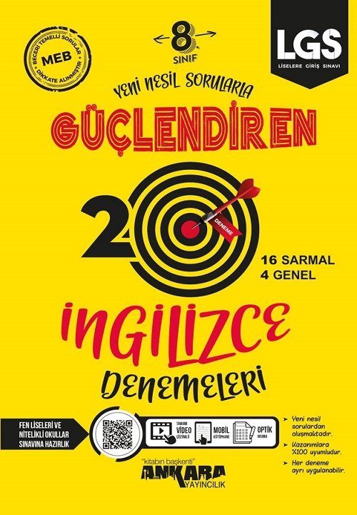 Ankara Yayıncılık 8. Sınıf LGS İngilizce Güçlendiren 20 Deneme Ankara Yayıncılık