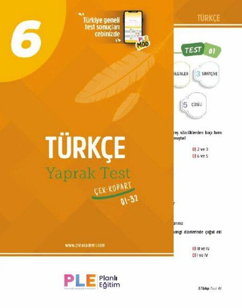 Birey PLE 6. Sınıf Türkçe 32 Yaprak Test Birey Yayınları