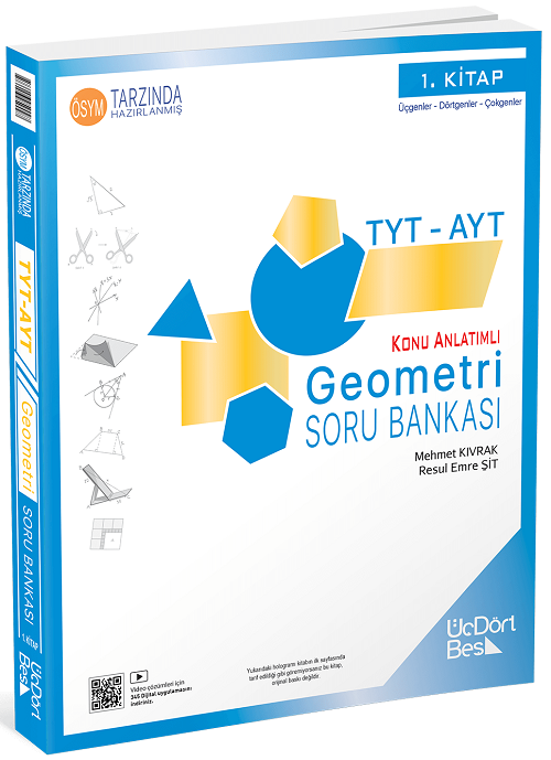 Üç Dört Beş 2025 YKS TYT AYT Geometri-1 Konu Anlatımlı Soru Bankası Üç Dört Beş Yayınları