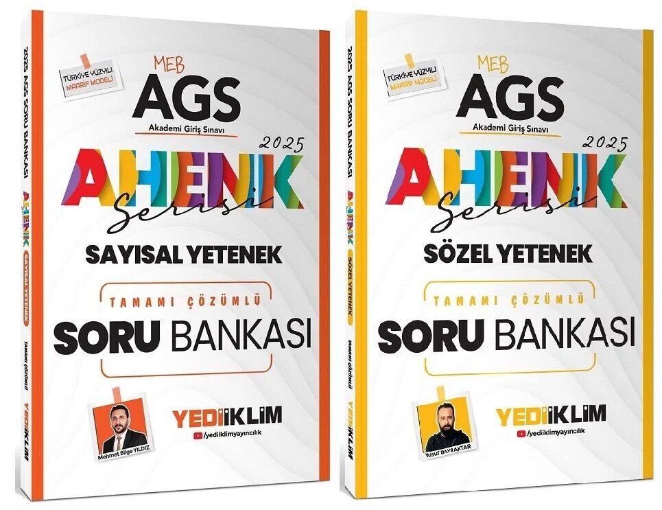 Yediiklim 2025 MEB-AGS Sayısal + Sözel Yetenek Soru Bankası 2 li Set Ahenk Serisi - Mehmet Bilge Yıldız, Yusuf Bayraktar Yediiklim Yayınları