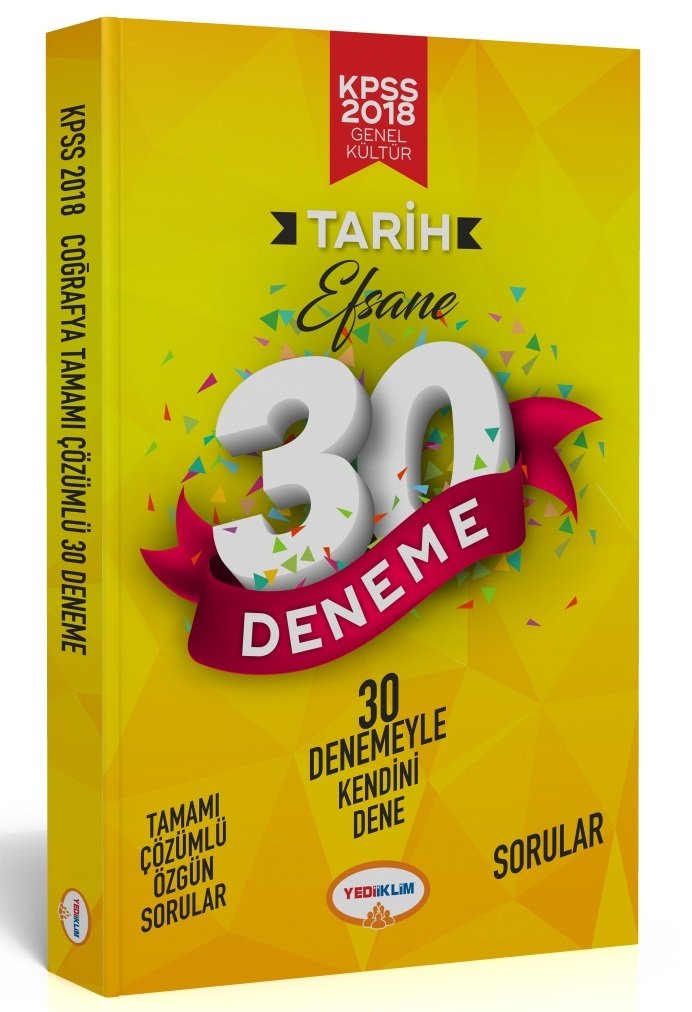 Yediiklim 2018 KPSS Tarih Efsane 30 Deneme Çözümlü Yediiklim Yayınları