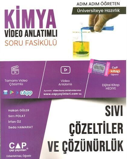 Çap Yayınları YKS TYT AYT Kimya Sıvı Çözeltiler ve Çözünürlük Konu Anlatımlı Soru Bankası Video Çözümlü Çap Yayınları