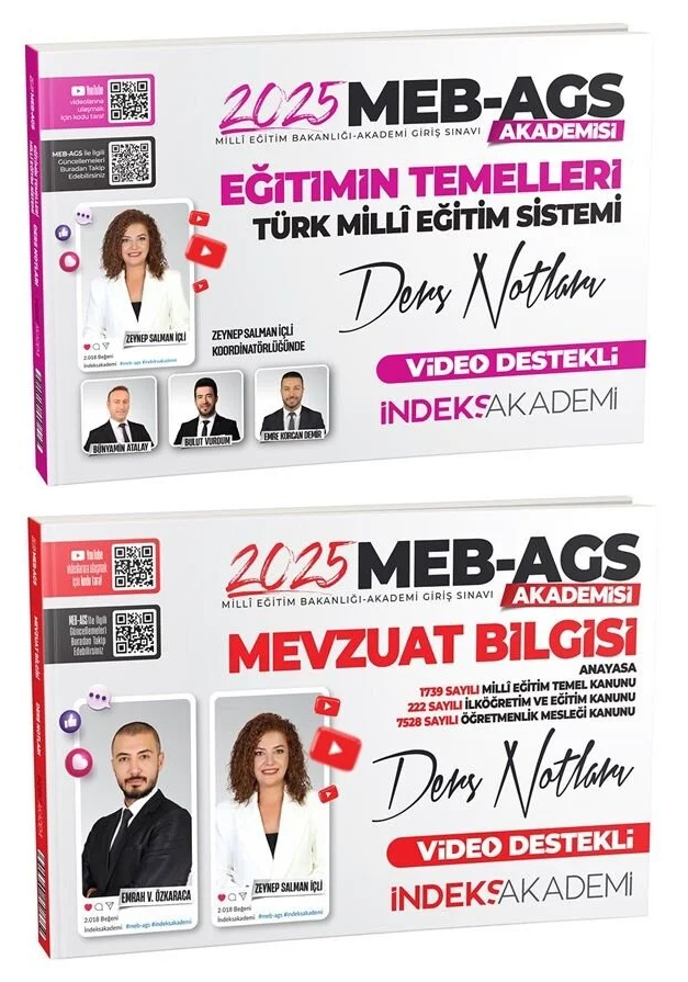 İndeks Akademi 2025 MEB-AGS Akademisi Eğitimin Temelleri + Mevzuat Bilgisi Ders Notları 2 li Set - Zeynep Salman İçli, Emrah Vahap Özkaraca İndeks Akademi Yayıncılık