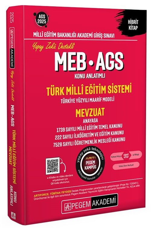 Pegem 2025 MEB-AGS Türk Milli Eğitim Sistemi ve Mevzuat Konu Anlatımlı Pegem Akademi Yayınları