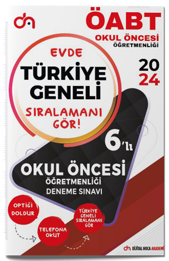 Dijital Hoca 2024 ÖABT Okul Öncesi Öğretmenliği Türkiye Geneli Kurumsal 6 Deneme PDF Çözümlü Dijital Hoca Akademi