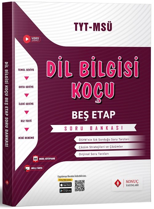 Sonuç YKS TYT MSÜ Dil Bilgisi Koçu Beş Etap Soru Bankası Sonuç Yayınları