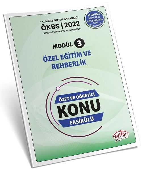 Editör 2022 MEB ÖKBS Uzman Öğretmen ve Başöğretmen Özel Eğitim ve Rehberlik Öğretici Konu Fasikülü Modül-3 Editör Yayınları