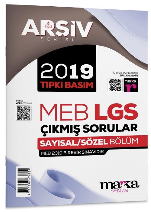 Marka 8. Sınıf LGS 2019 Çıkmış Sorular Tıpkı Basım Arşiv Serisi Çözümlü Marka Yayınları