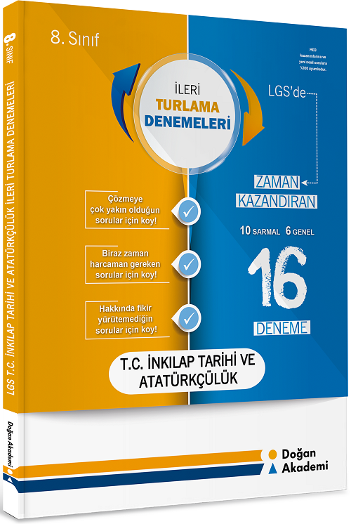 Doğan Akademi 8. Sınıf LGS TC İnkılap Tarihi ve Atatürkçülük İleri Turlama 16 Deneme Doğan Akademi