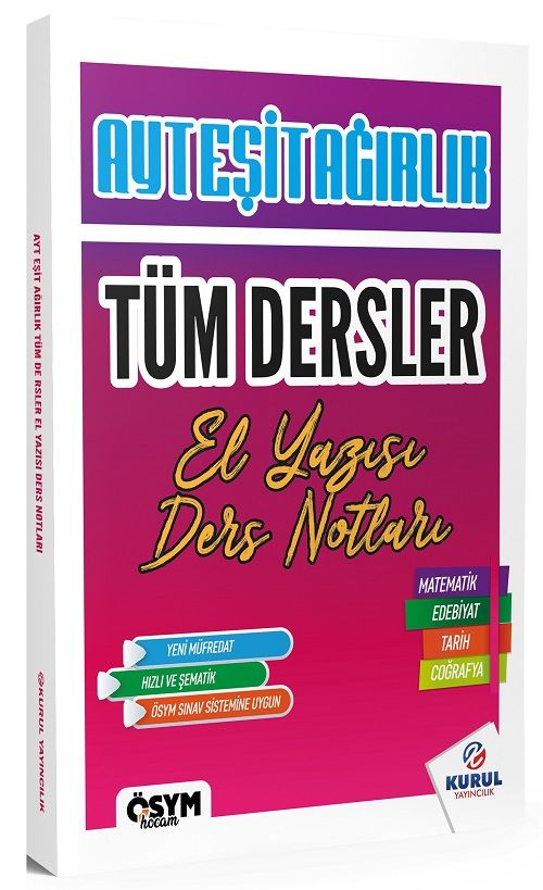 Kurul YKS AYT Eşit Ağırlık Tüm Dersler El Yazısı Ders Notları Kurul Yayıncılık