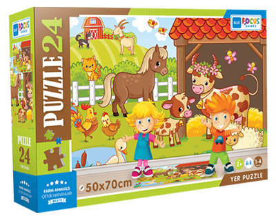 Farm Animals Çiftlik Hayvanları 24 Parça Yer Puzzle Blue Focus Games