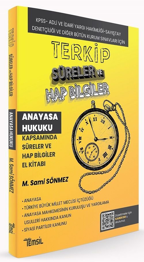 Temsil TERKİP KPSS A Grubu Hakimlik Anayasa Hukuku Süreler ve Hap Bilgiler El Kitabı - Sami Sönmez Temsil Yayınları