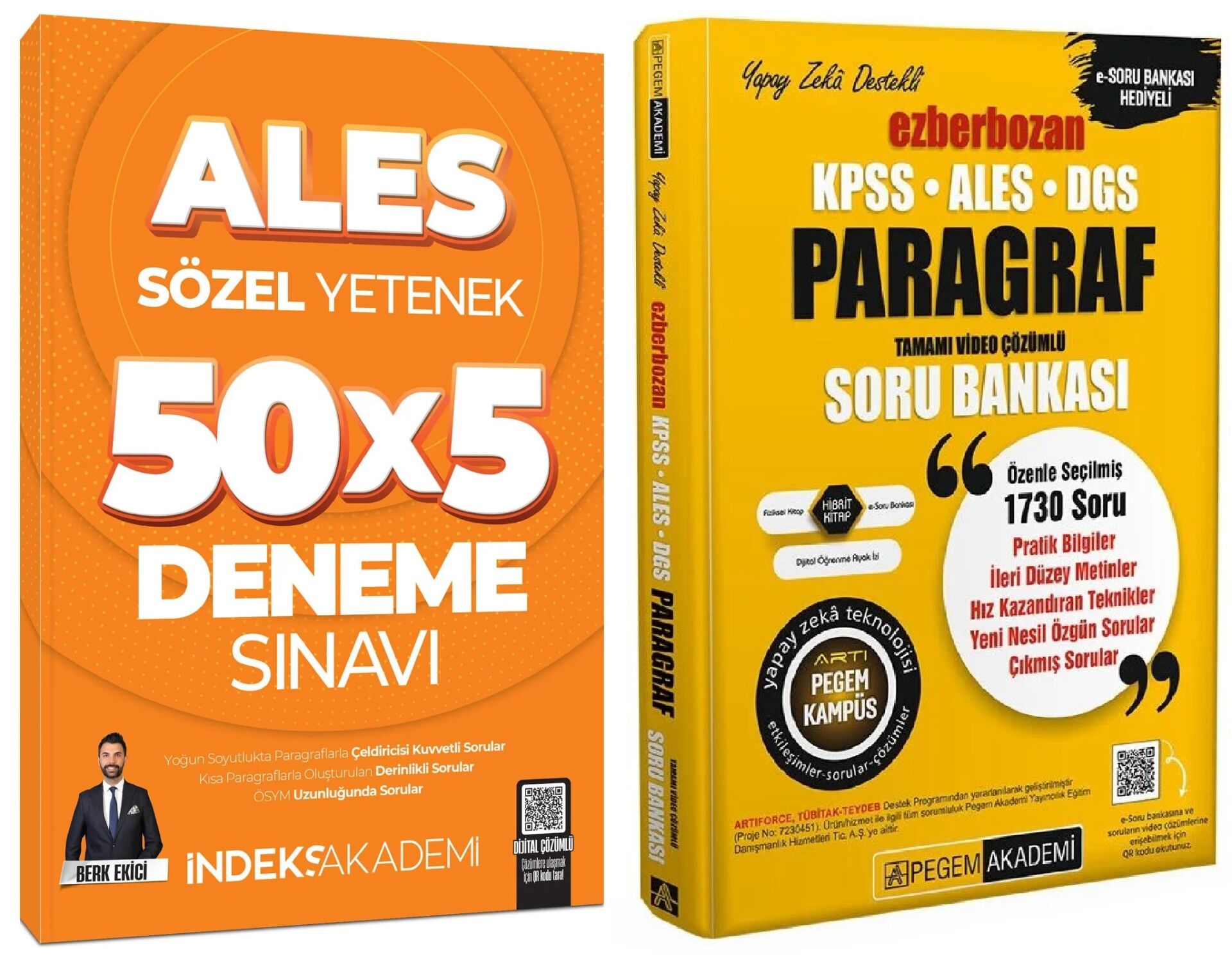 Pegem + İndeks 2025 ALES Paragraf Ezberbozan Soru Bankası + 5 Deneme 2 li Set Pegem + İndeks Akademi Yayınları