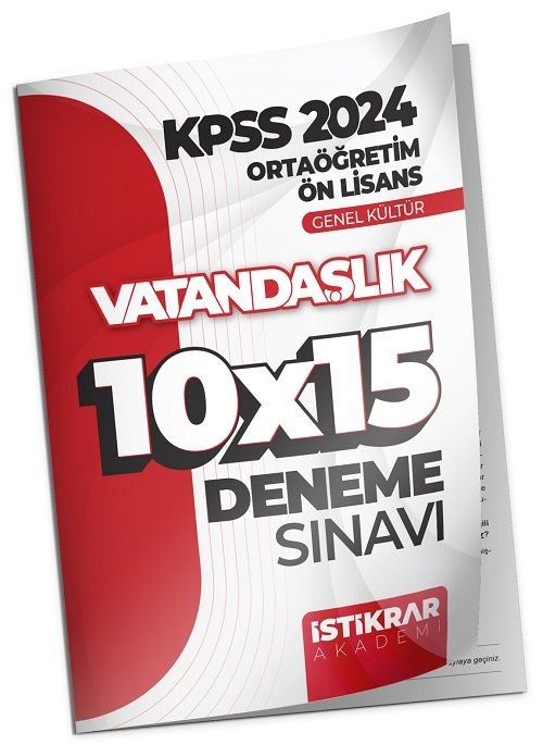 İstikrar Akademi 2024 KPSS Lise Ortaöğretim Ön Lisans Vatandaşlık 10x15 Deneme İstikrar Akademi