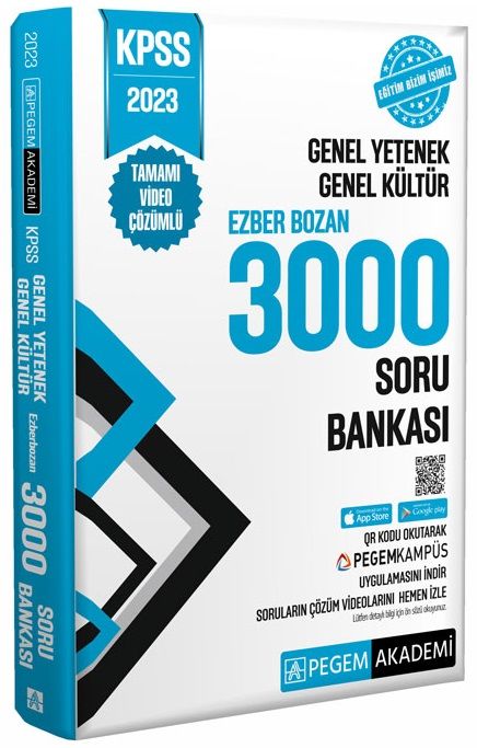 SÜPER FİYAT - Pegem 2023 KPSS Genel Yetenek Genel Kültür EZBERBOZAN 3000 Soru Bankası Tek Kitap Pegem Akademi Yayınları